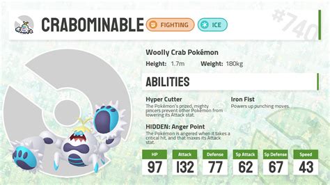 crabominable stats|pokemon crawdaunt.